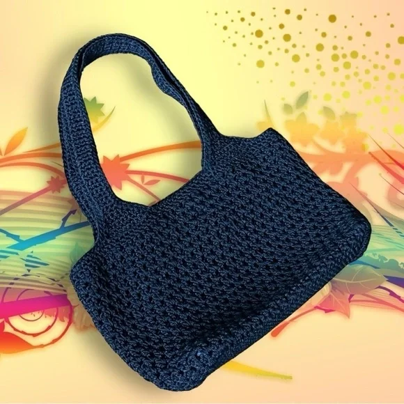 The Sak Black Crochet Women’s Shoulder Bohemian Handbag 12”x11" - Picture 7 of 13